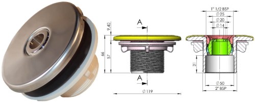 Skimmer Odpływ Dysza Lampa Z Ramkami Ze Stali Nierdzewnej 1