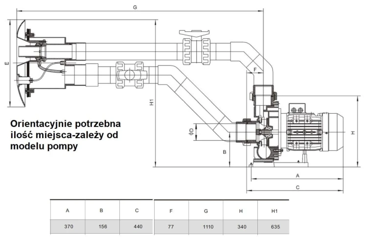 Przeciwprąd Masaż Do Basenu Tender 40-95m3/h 5