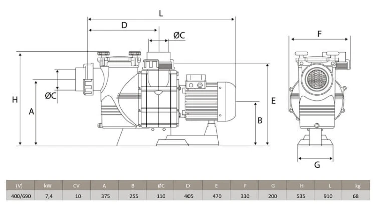 Pompa Basenowa ATLAS 75-150m3/H 10