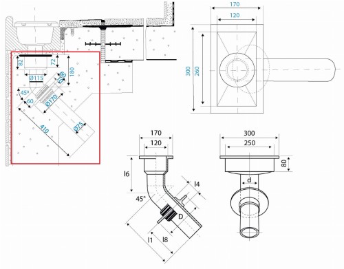 Odpływ Rynny Basenowej Fi75 Z Pe 3