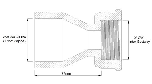 Złączka Gwint Intex Bestway - PVCU d50 Obrotowa 1