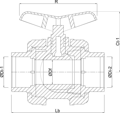 Zawór Kulowy Trójdrożny "L" Kw/Kw/Kw 2