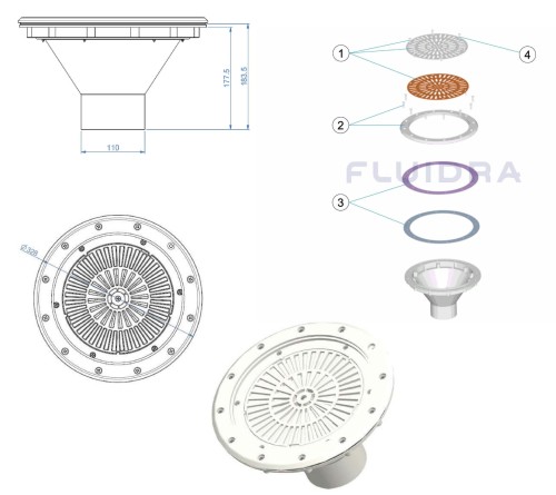 Odpływ Spust Denny Do Basenu Pionowy 3" 3