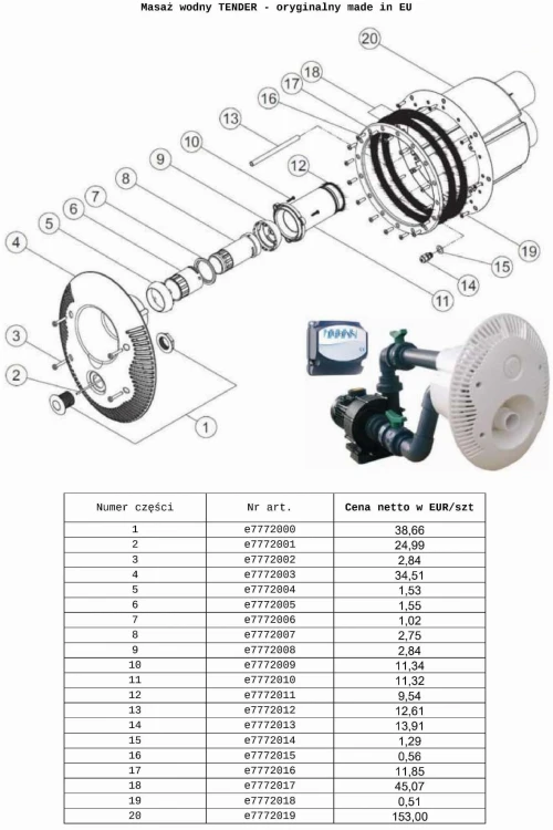 Przeciwprąd Masaż Do Basenu Tender 40-95m3/h 13