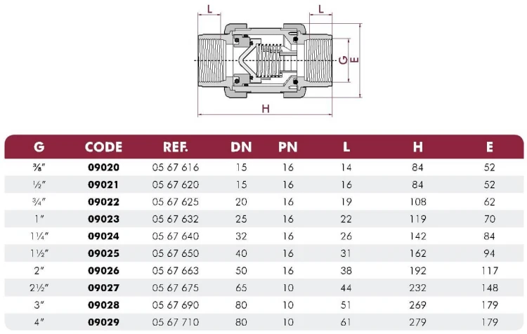 Zawór Zwrotny Sprężynowy Stożkowy Pvc Gw/Gw CHE 2