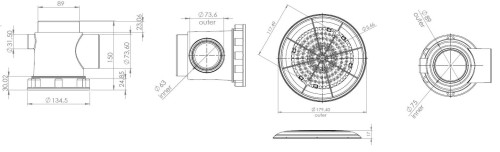 Odpływ Spust Denny Do Basenu Tebas Mini Wysokość 10 Cm 2