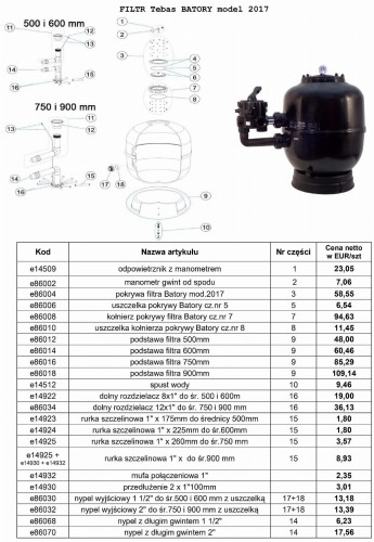 Części Zamienne - Filtr Basenowy Batory 2