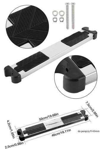 stopień do drabinki basenowej stalowy Astralpool M00 z nakładkami gumowymi ze śrubami bhe49600M stal 316
