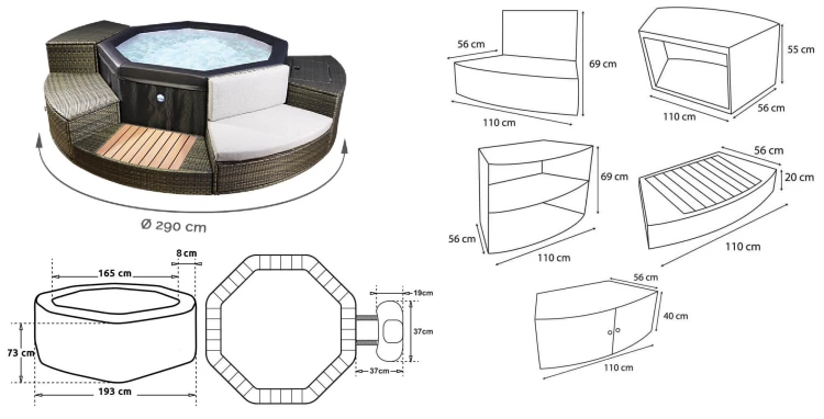 Netspa Octopus Solidne Spa Ogrodowe Masaż Meble 4