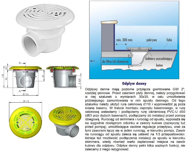 odpływ denny do basenu wysokość 10 cm, 1m rury fi50, 27814 24302.jpg