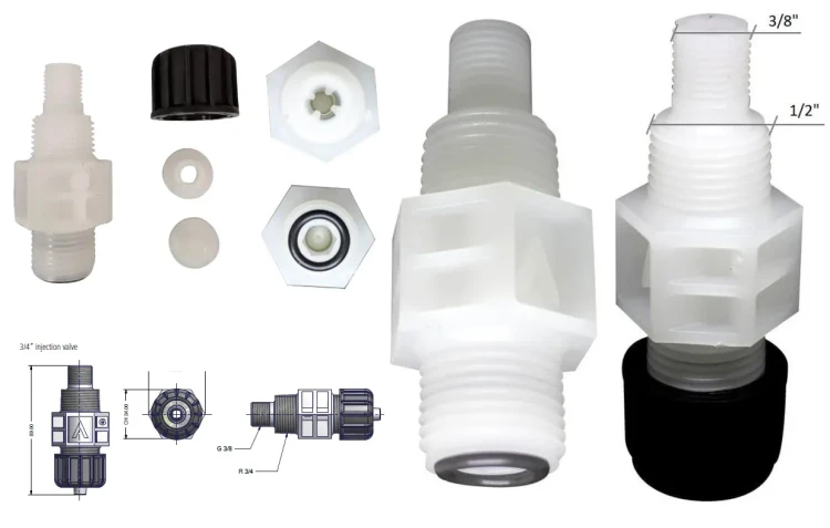 zaworek dozujący PVDF 1/2" do przewodu PE 4x6 8x6