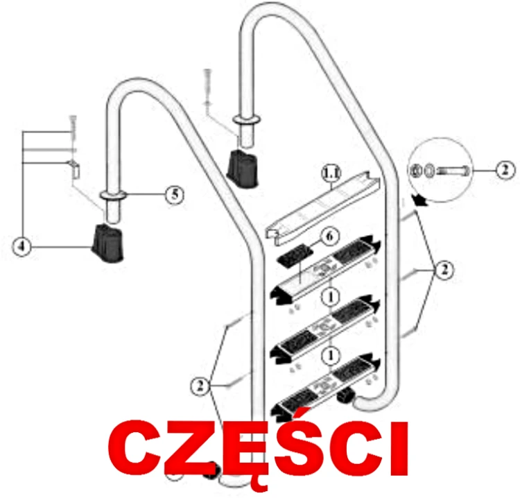 Drabinki Basenowe - Części Stopnie Odboje Nakładki