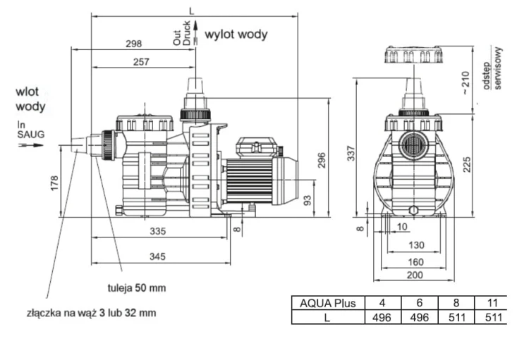 Pompa Basenowa Aqua Plus 4-11 M3/H 12-60 M3 2