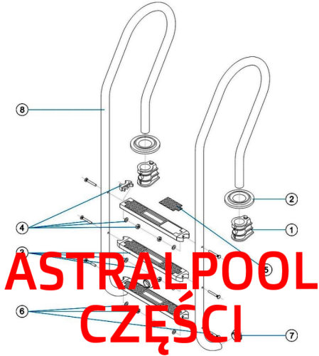 Drabinki Basenowe Astralpool - Części Stopnie Odboje Nakładki 1