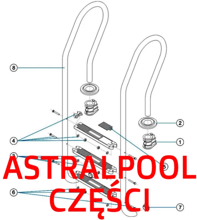 Drabinki Basenowe Astralpool - Części Stopnie Odboje Nakładki 1