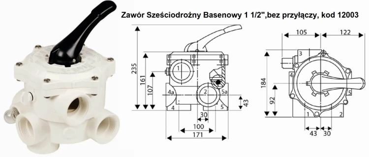 Zawór Sześciodrożny Basenowy Różne Rodzaje 6