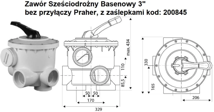 Zawór Sześciodrożny Basenowy Różne Rodzaje 10
