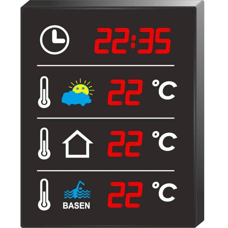 Elektroniczna Tablica Basenowa Zegar Temperatura 5
