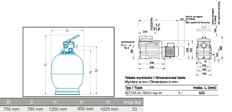 Filtr Do Basenu Z Pompą - Zestaw Syrius Top 2 3