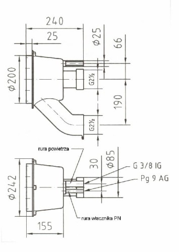 Masaż Z Brązu Tajfun Duo Jet - Zestaw Montażowy 24Cm 2