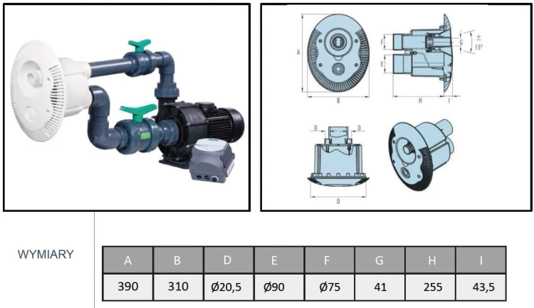 Przeciwprąd Masaż Do Basenu Tender 40-95m3/h 2