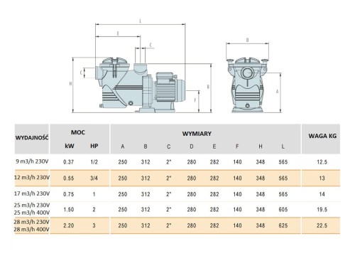 Pompa Basenowa Discovery 9-28 M3/H 30-130 M3 3