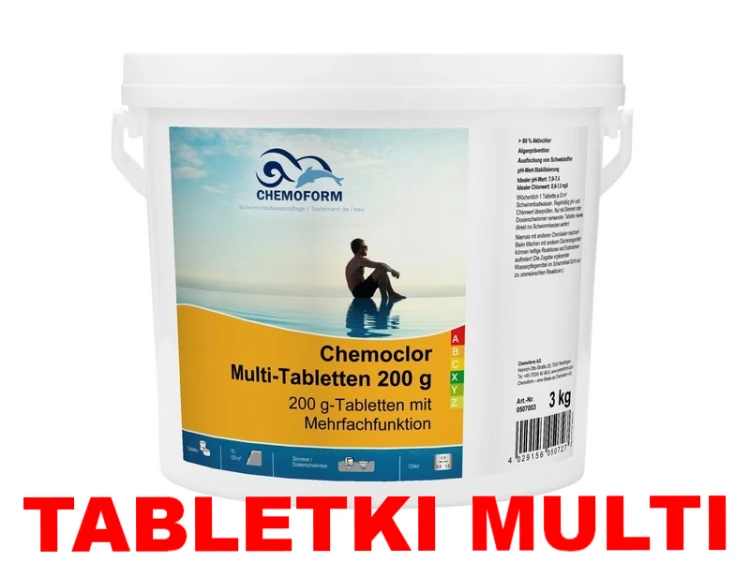 Tabletki Multifunkcyjne Chlor Do Basenu Multichlor 20g 200g 1