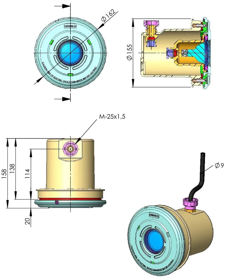 HALOGEN BASENOWY SCHODY WANNY RYSUNEK TECHNICZNY