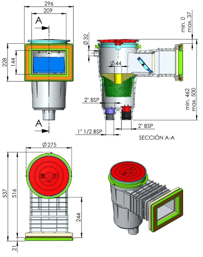 SKIMMER EURO PREMIUM WYDŁUŻONY WYMIARY