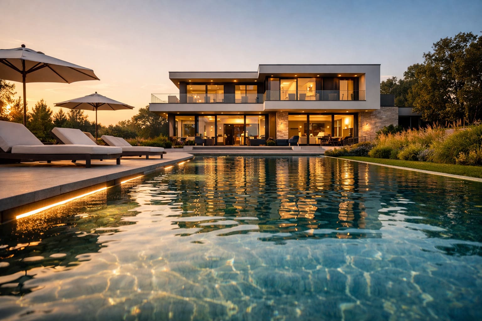 Luksusowy prywatny basen infinity z krystalicznie czystą wodą pod opieką serwisu Baspol w Warszawie.